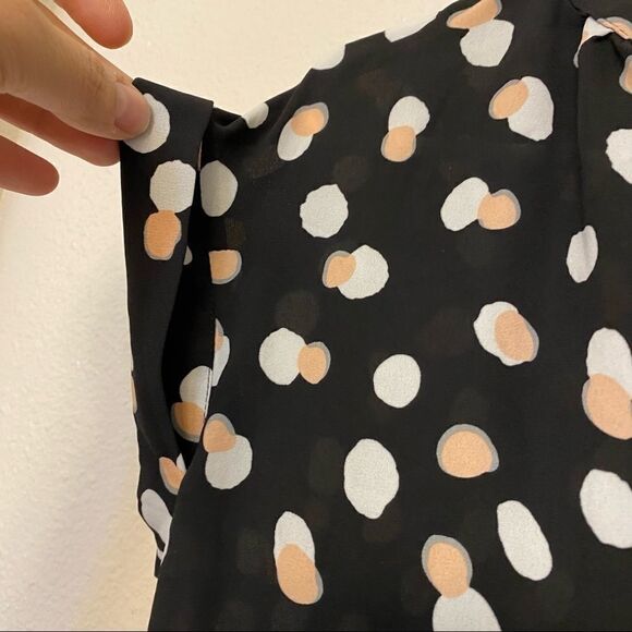 PHILOSOPHY black print Sheer Flowy Blouse Top cuffed sleeves XS - Picture 8 of 11